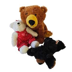 Lot of 3 Teddy Bears Plush Stuffed Animal Stocking Stuffer Gift